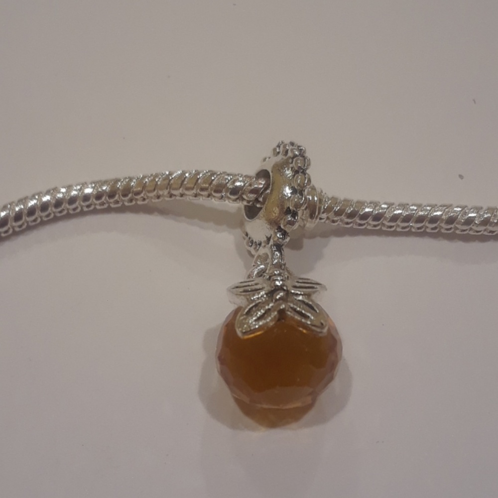 European Silver Plated CZ Charm